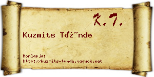 Kuzmits Tünde névjegykártya